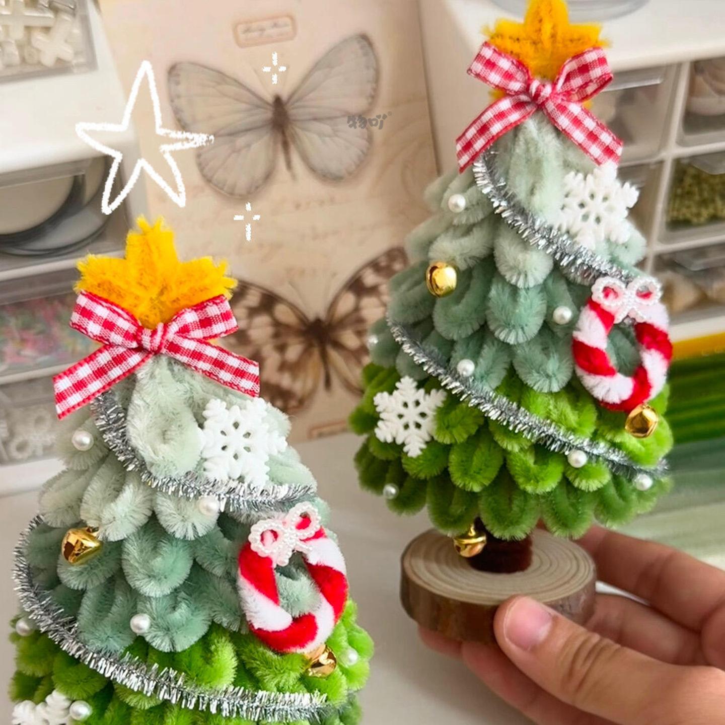 Kit Para Fazer Árvore De Natal Com Limpadores De Cachimbo – Conjunto De Artesanato Natalino Feito À Mão