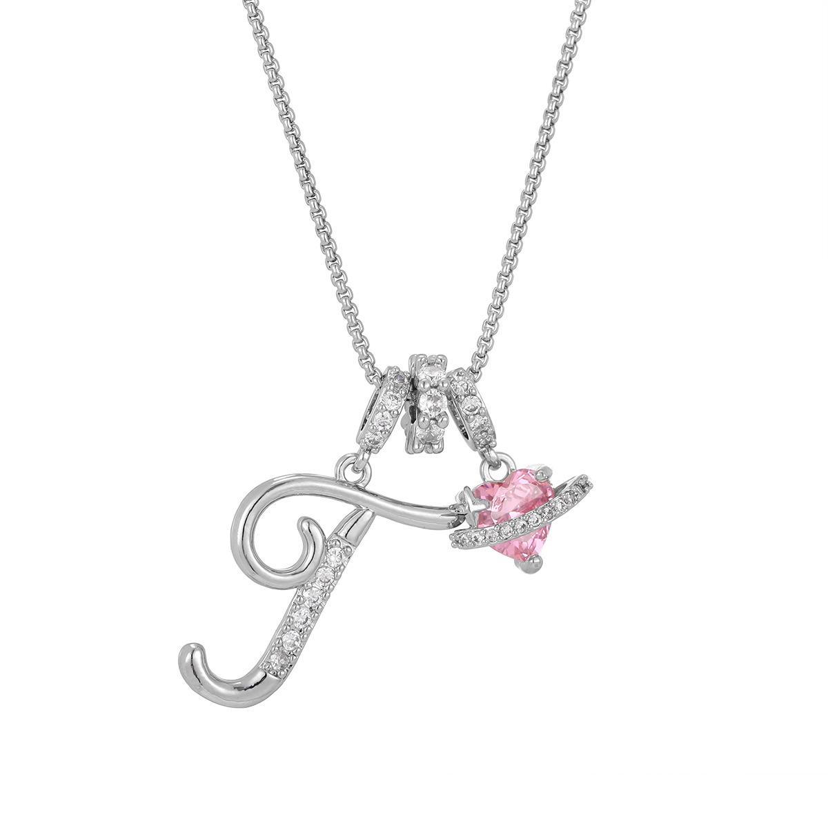 Initial Letter Necklace with Pink Heart Charm – Personalized Token of Love, Valentine's Day Gift