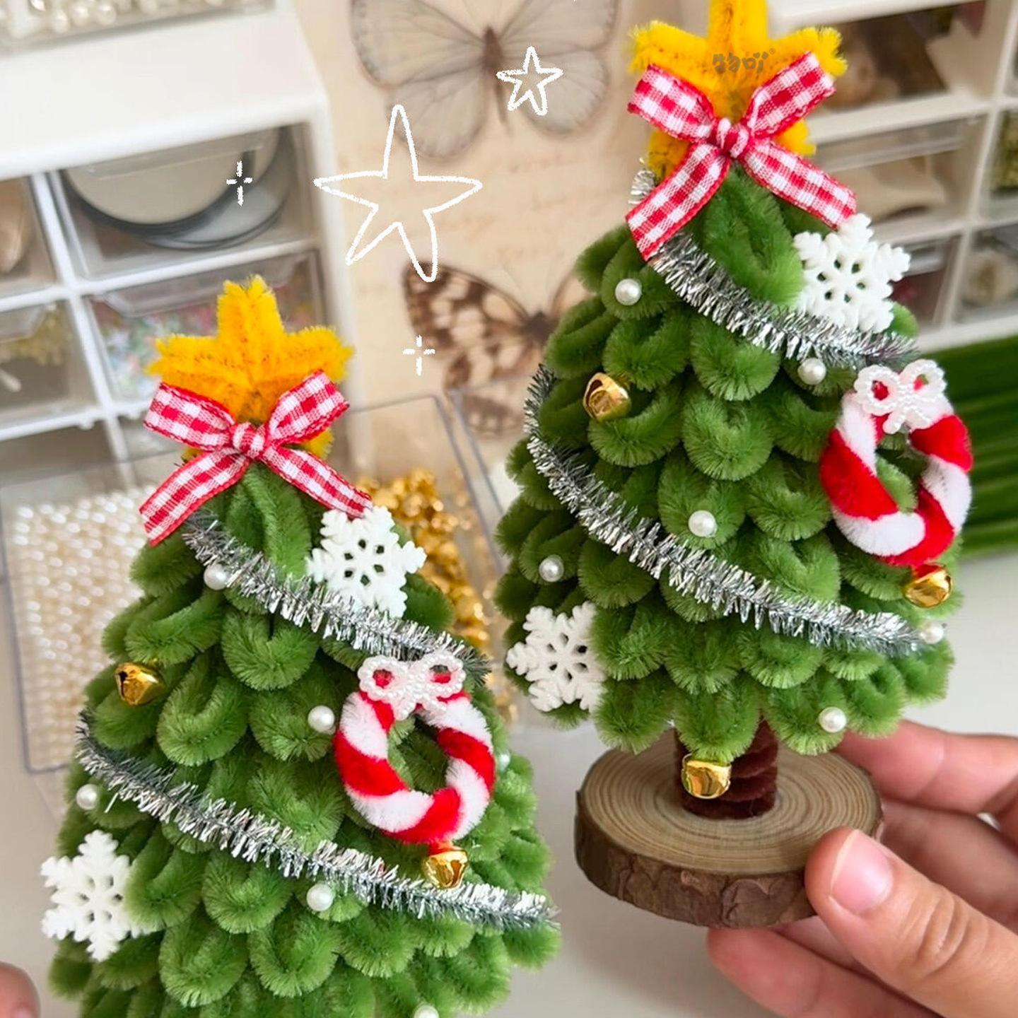 Kit Para Fazer Árvore De Natal Com Limpadores De Cachimbo – Conjunto De Artesanato Natalino Feito À Mão