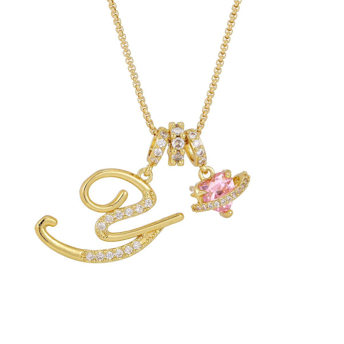 Initial Letter Necklace with Pink Heart Charm – Personalized Token of Love, Valentine's Day Gift
