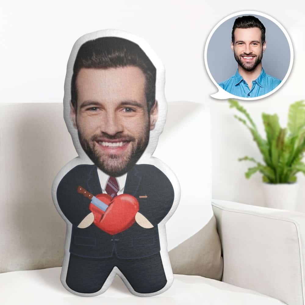 Almofada De Rosto Personalizada, Terno Preto De Desenho Animado Para Boneca De Rosto De Amor, O Melhor Presente Para O Dia Dos Namorados - CustWitPT