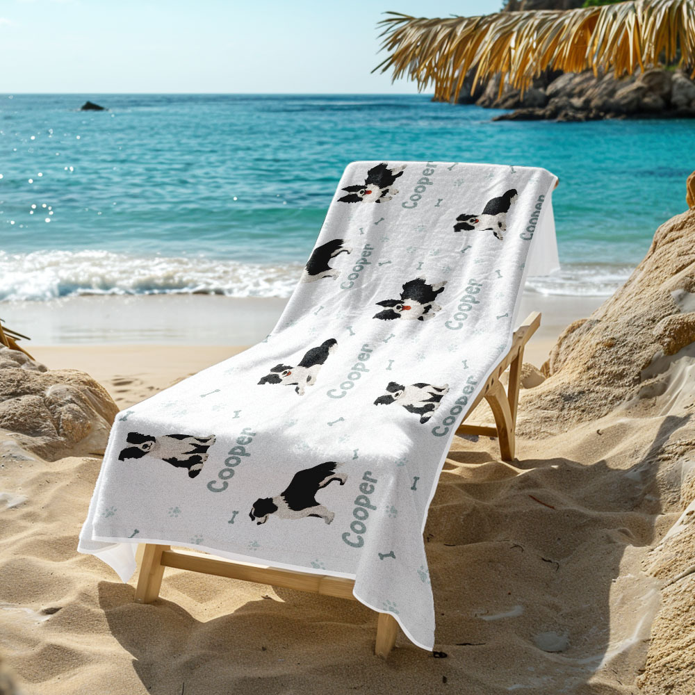 Toalha De Praia Personalizada Com Design De Cachorro, Presente De Verão Perfeito Para Amantes De Animais De Estimação - CustWitPT