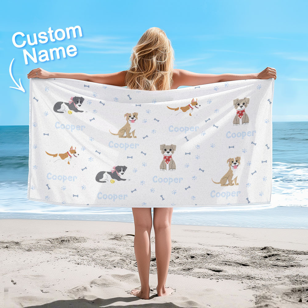 Toalha De Praia Personalizada Com Design De Cachorro, Presente De Verão Perfeito Para Amantes De Animais De Estimação - CustWitPT