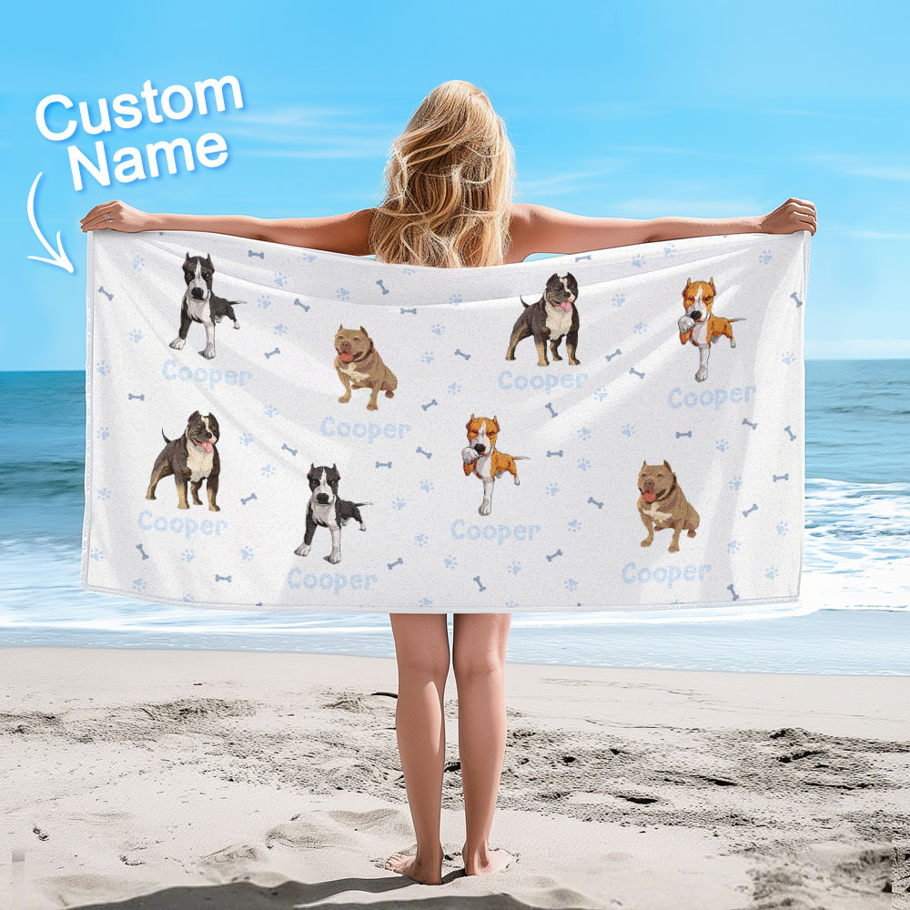 Toalha De Praia Personalizada Com Design De Cachorro, Presente De Verão Perfeito Para Amantes De Animais De Estimação - CustWitPT