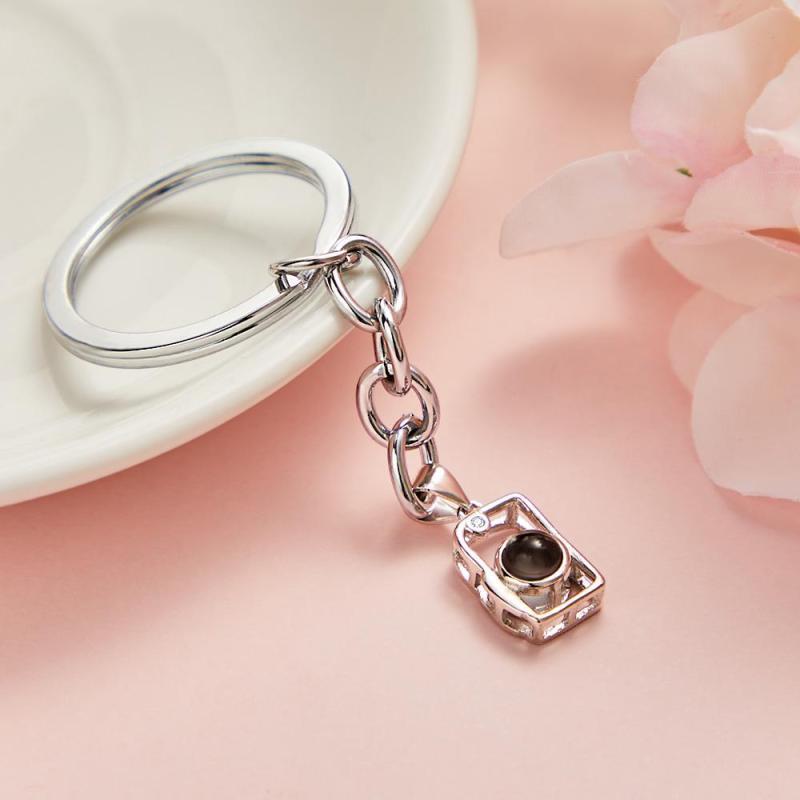 Custom Photo Projection Camera Keychain Personalized Memorial Photo Key Ring Personalized Picture Inside Jewelry Trendy Best Friend Gift