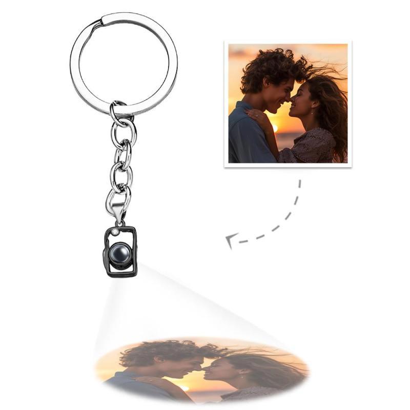 Custom Photo Projection Camera Keychain Personalized Memorial Photo Key Ring Personalized Picture Inside Jewelry Trendy Best Friend Gift