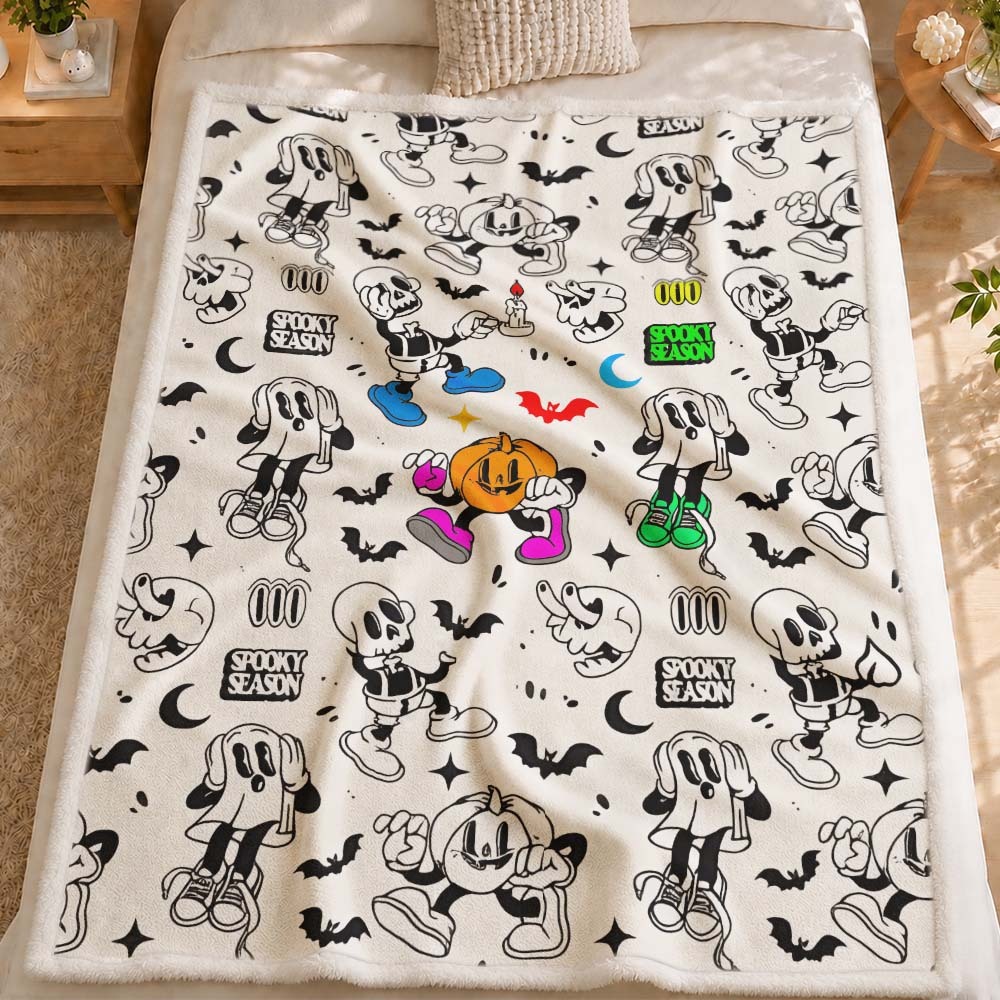 Cobertor De Arte Criativa DIY, Estilo Assustador, Cobertor De Arte Colorfast Lavável Personalizável Para Crianças E Adultos - CustWitPT