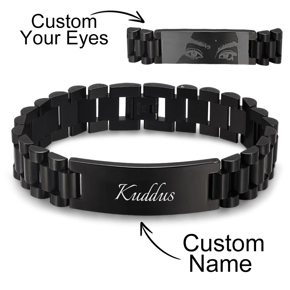 Pulseira Gravável Com Olhos Personalizados - CustWitPT