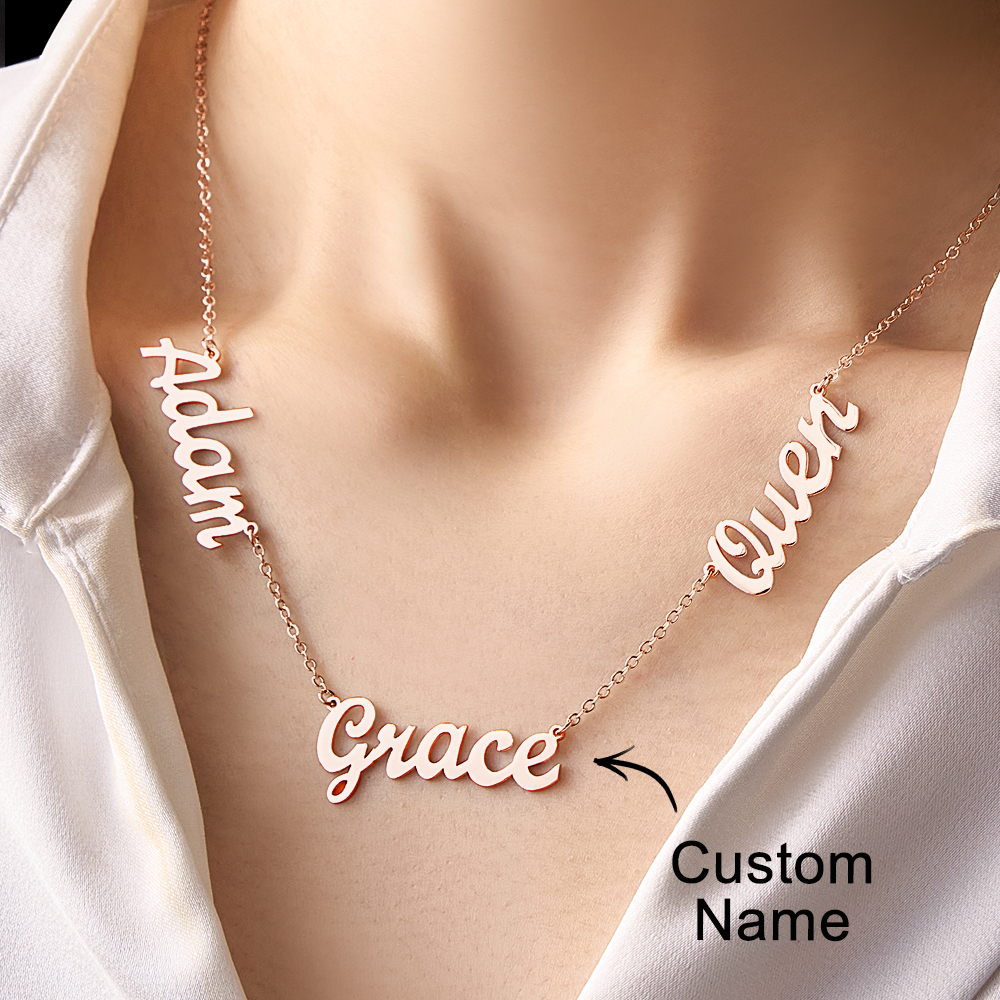 Custom Multi-Name Necklace, Personalized Nameplate Necklace for Family, Friends & Couples