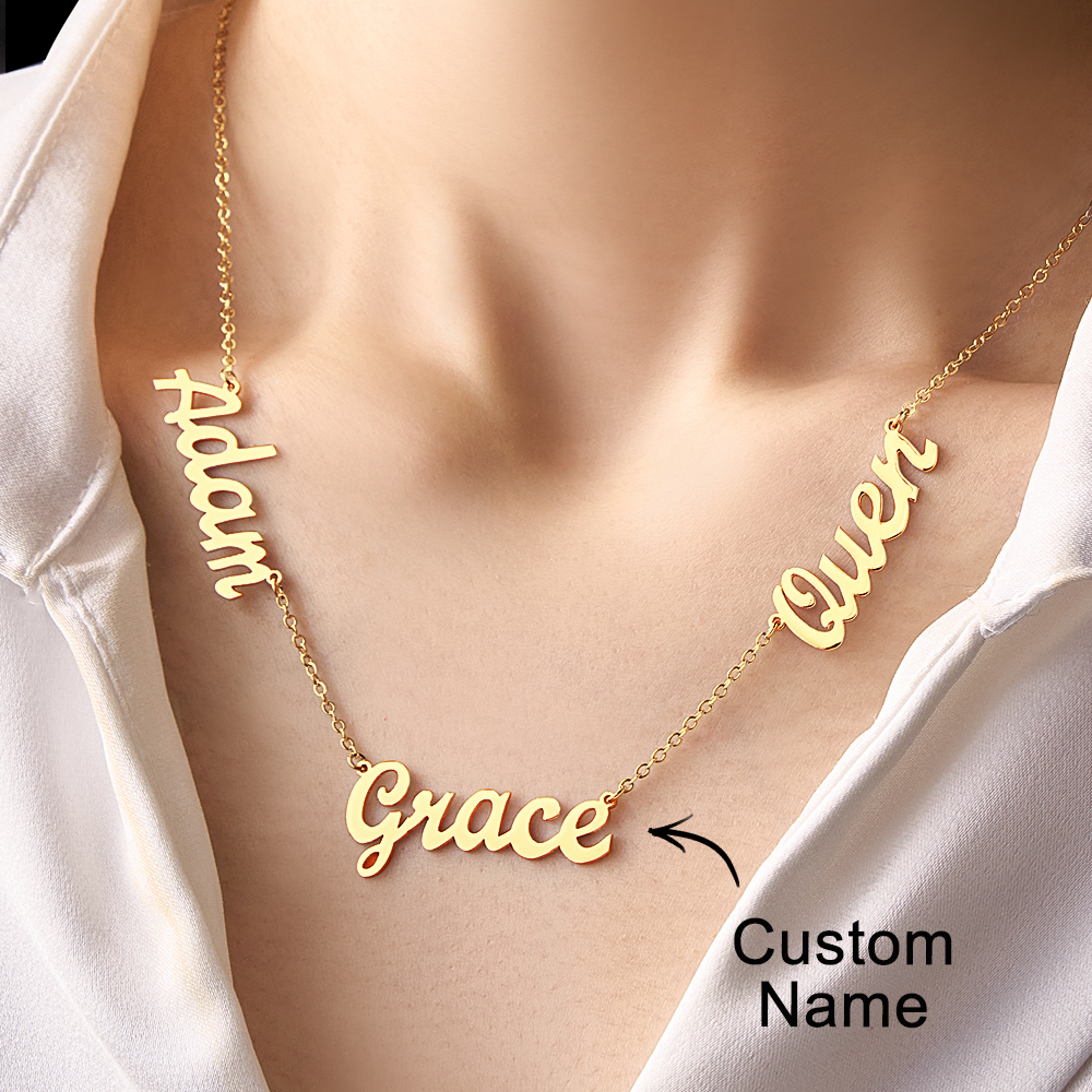 Custom Multi-Name Necklace, Personalized Nameplate Necklace for Family, Friends & Couples