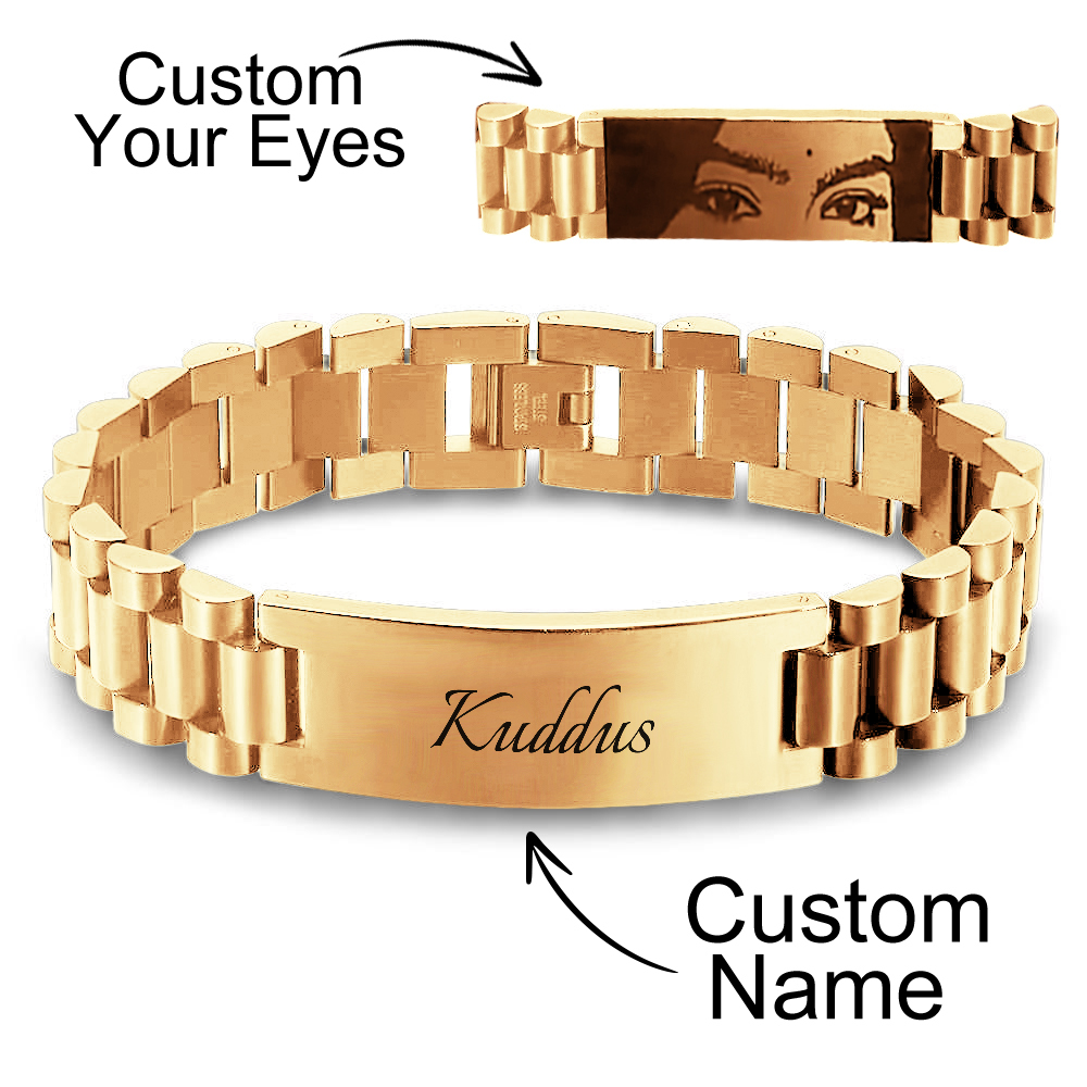 Pulseira Gravável Com Olhos Personalizados - CustWitPT
