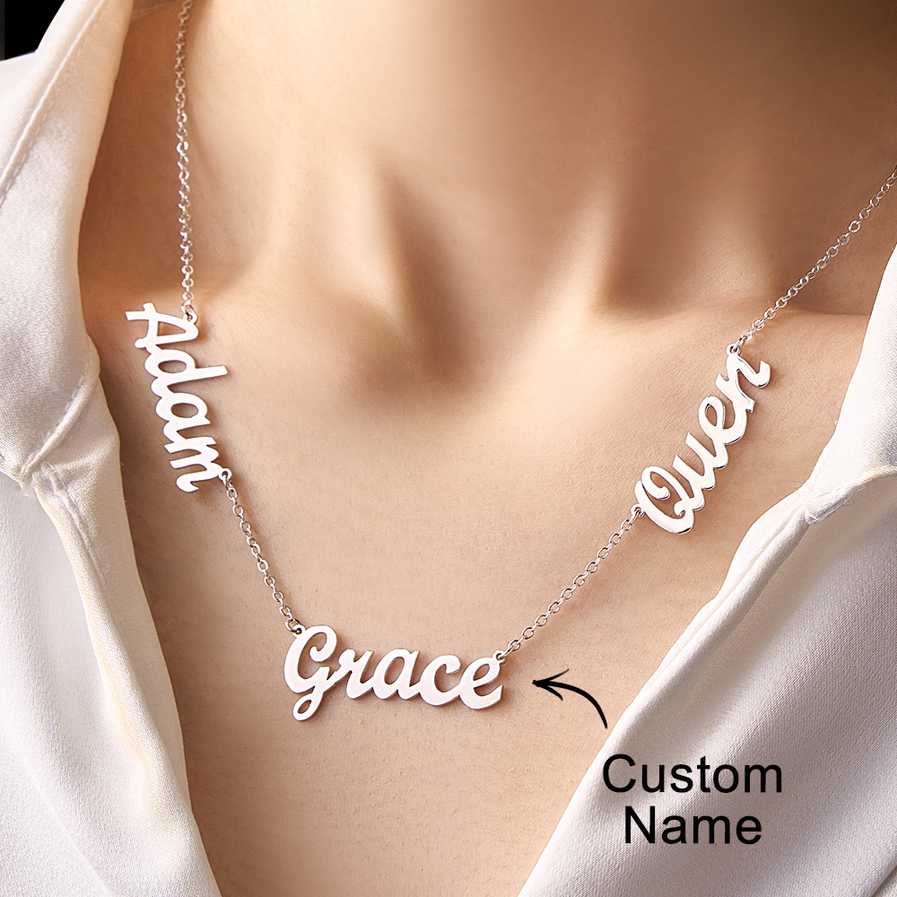 Custom Multi-Name Necklace, Personalized Nameplate Necklace for Family, Friends & Couples