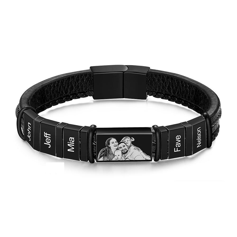 Pulseiras Personalizadas Pulseiras Personalizadas De 1 A 6 Nomes Com Foto, Lembrança De Presente Para Homem - CustWitPT