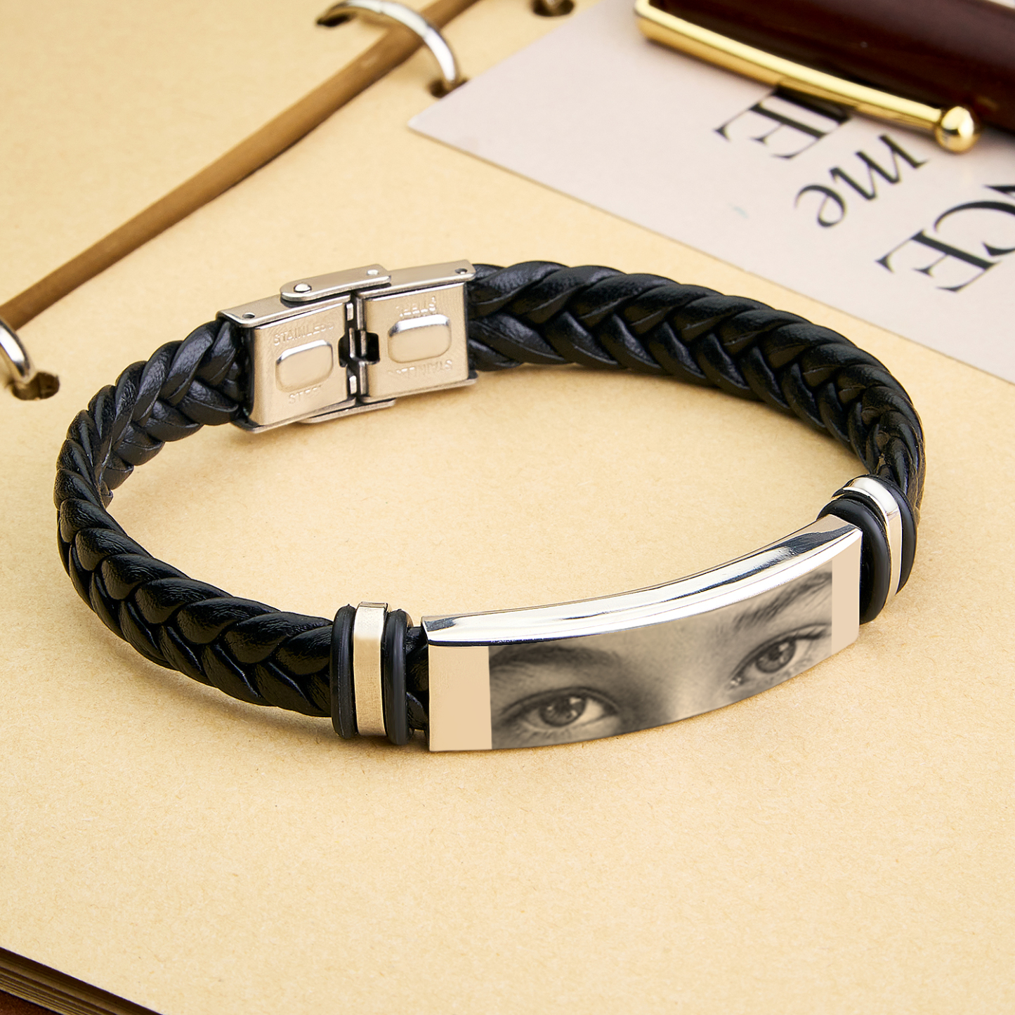 Pulseira Personalizada Com Imagem De Olhos De Amantes Para Homens, Olhos De Pessoas Gravados Personalizados Para Casais - CustWitPT