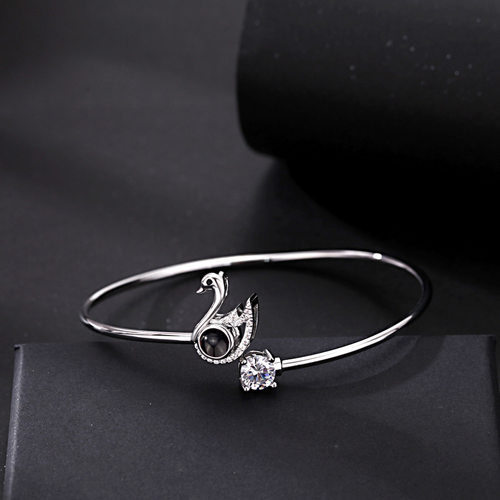 Pulseira De Projeção Personalizada Com Foto Personalizada, Pulseira De Cisne, Joia, Presente Para Ela - CustWitPT