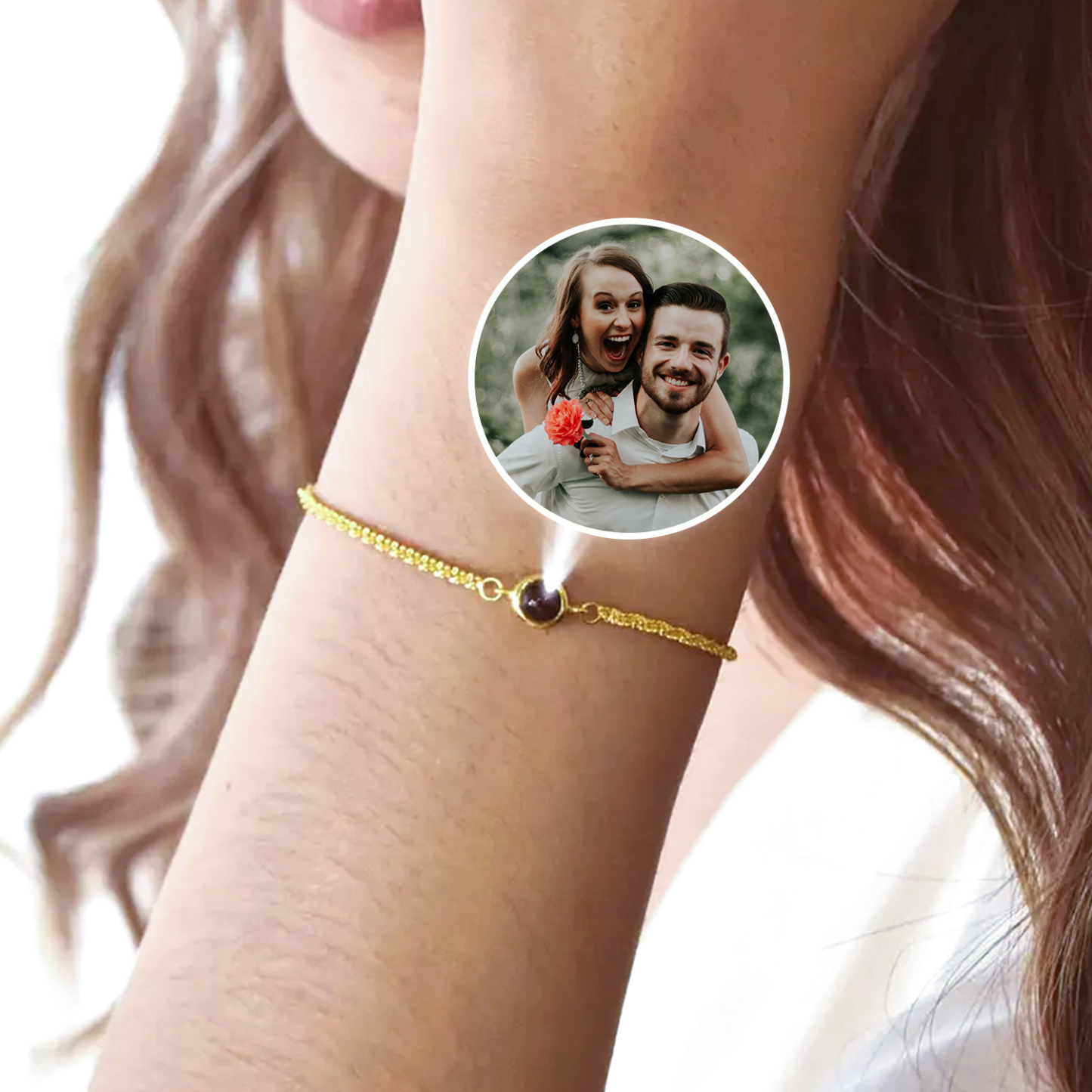 Pulseira De Projeção Personalizada Com Foto Pulseira De Foto Personalizada Para Presente Memorial Feminino - CustWitPT