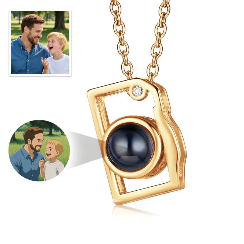 Custom Photo Necklace Cartoon Style Projection Creative Camera Shape Gifts Anniversary Gifts for Her