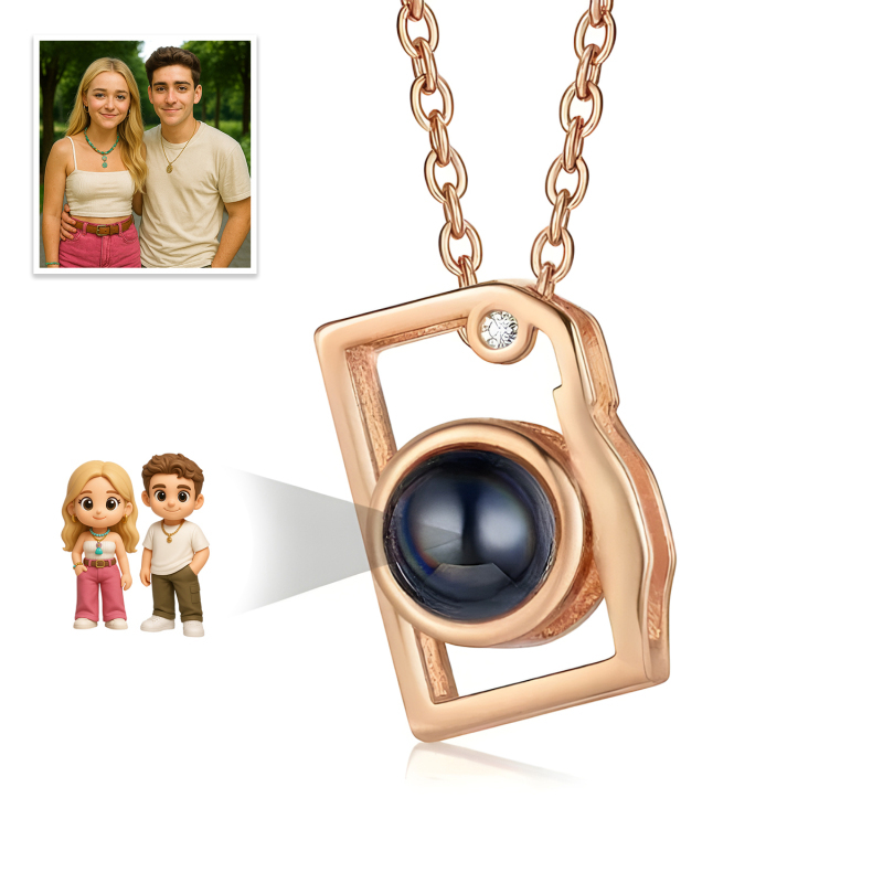 Custom Photo Necklace Cartoon Style Projection Creative Camera Shape Gifts Anniversary Gifts for Her