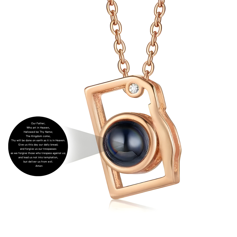 Custom Photo Necklace I Love You 100 Languages Projection Creative Camera Shape Gifts Anniversary Gifts for Girlfriend