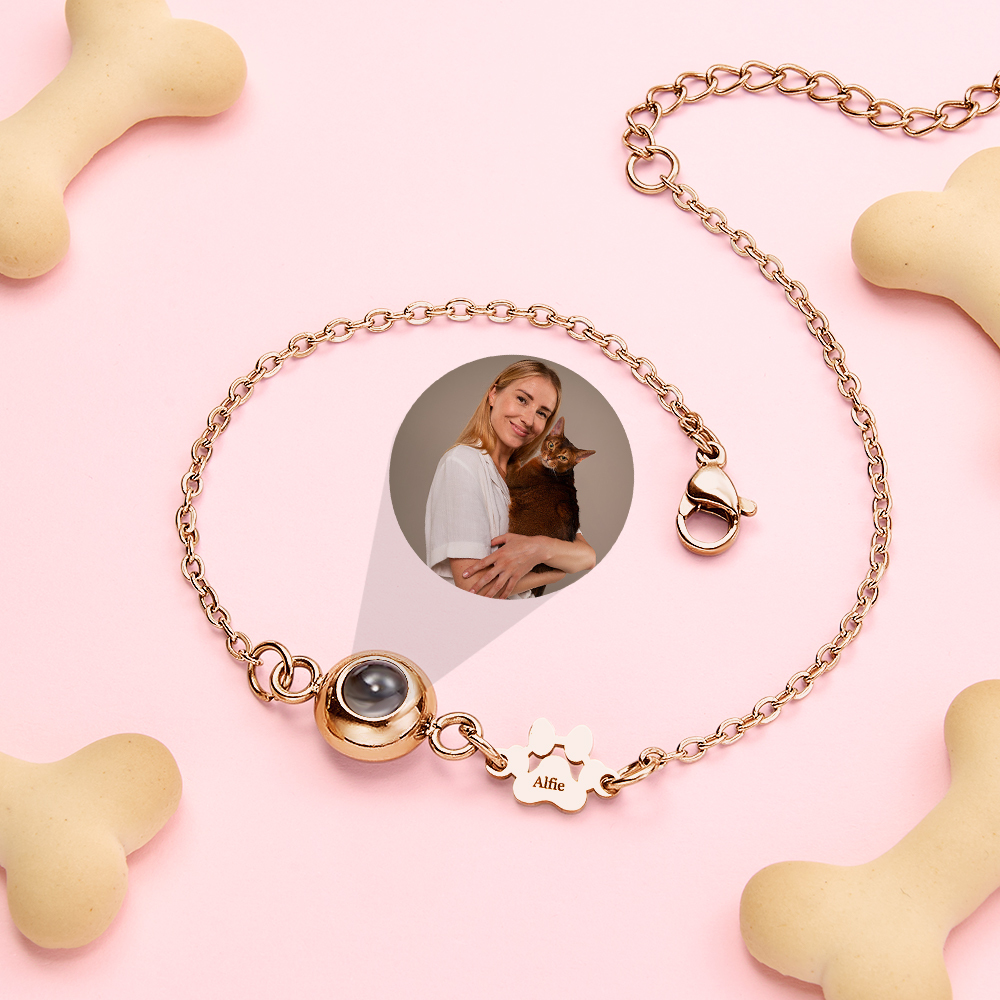 Pulseira Com Nome De Animal De Estimação E Foto, Pulseira Personalizada Com Projeção De Animal De Estimação Para Mulheres, Presente Para Amantes De Animais De Estimação