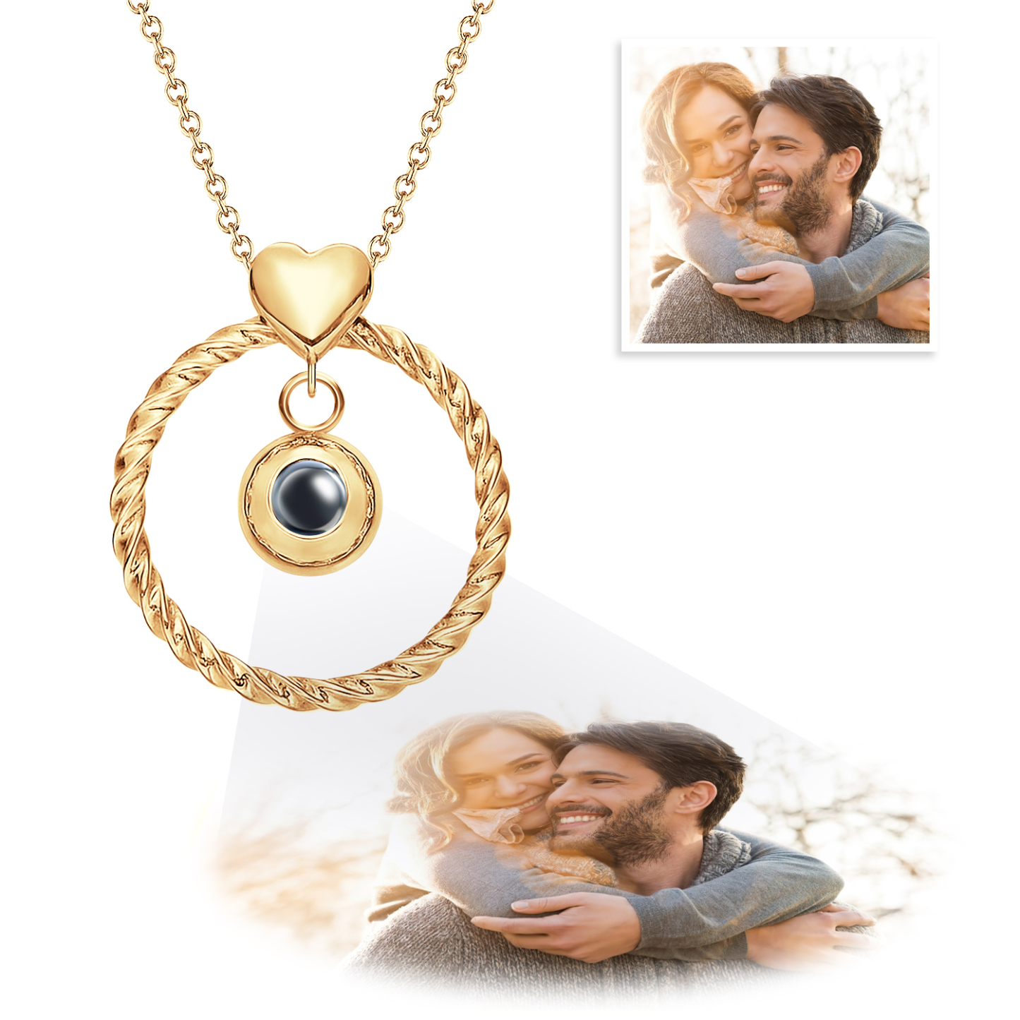 Colar Com Projeção De Fotos Personalizada, Joia Memorial Com Foto De Família Ou Animal De Estimação, Presente De Casamento, Aniversário Ou Formatura Para Ela. - CustWitPT