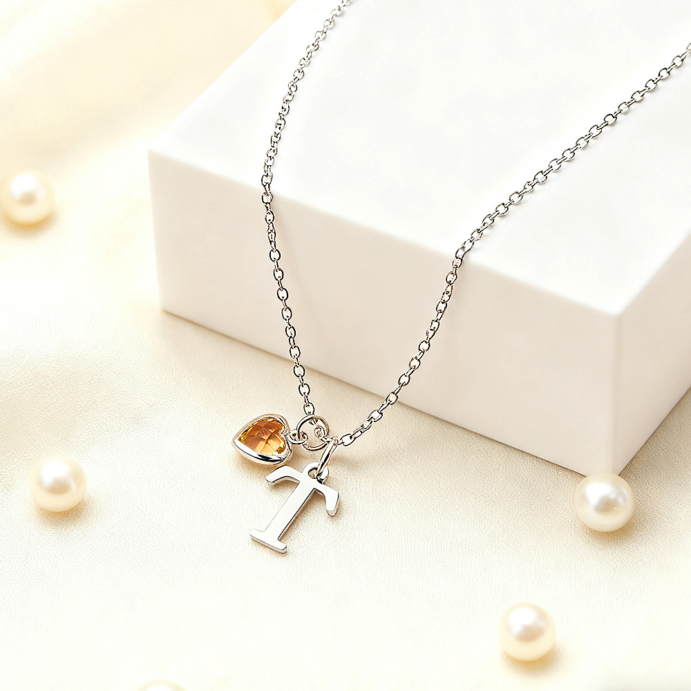 Colar Personalizado Com Pedra De Nascimento Em Formato De Coração, Presente De Aniversário E Natal Para Ela