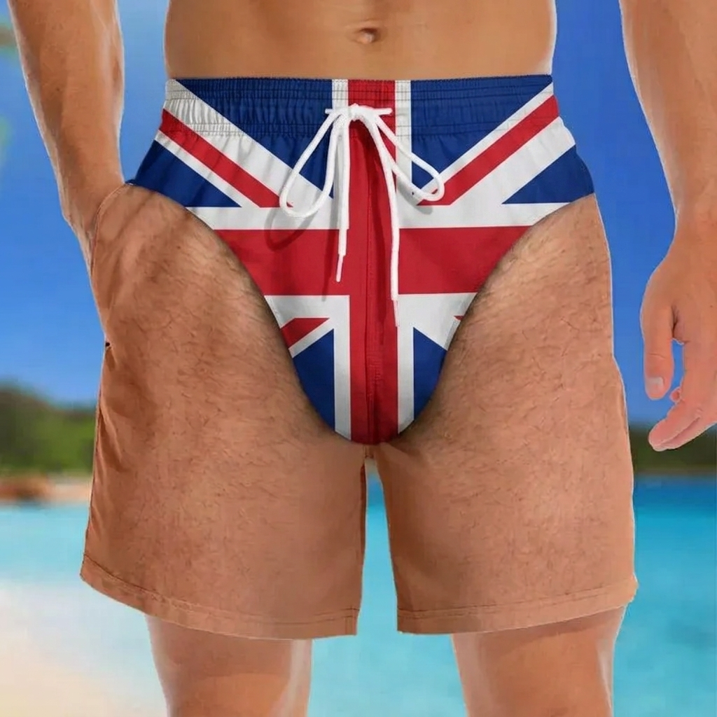 Custom Funny Patriotic Men Swim Trunks - Personalized Summer Vacation And Travel Gifts For Men - Freedom And Chill