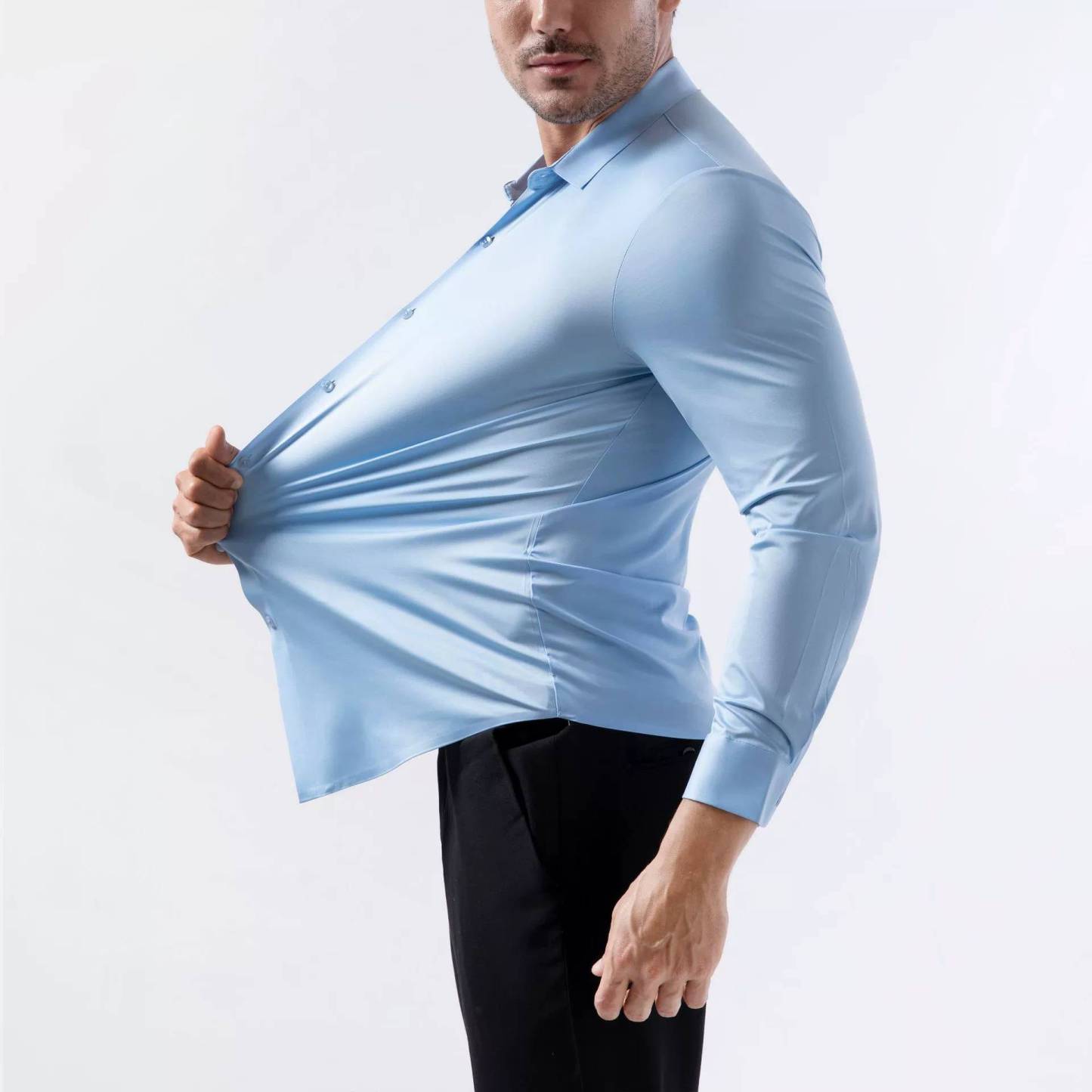 Men's Premium Stretch Dress Shirt Comfortable Business Casual Wrinkle-Free Shirt