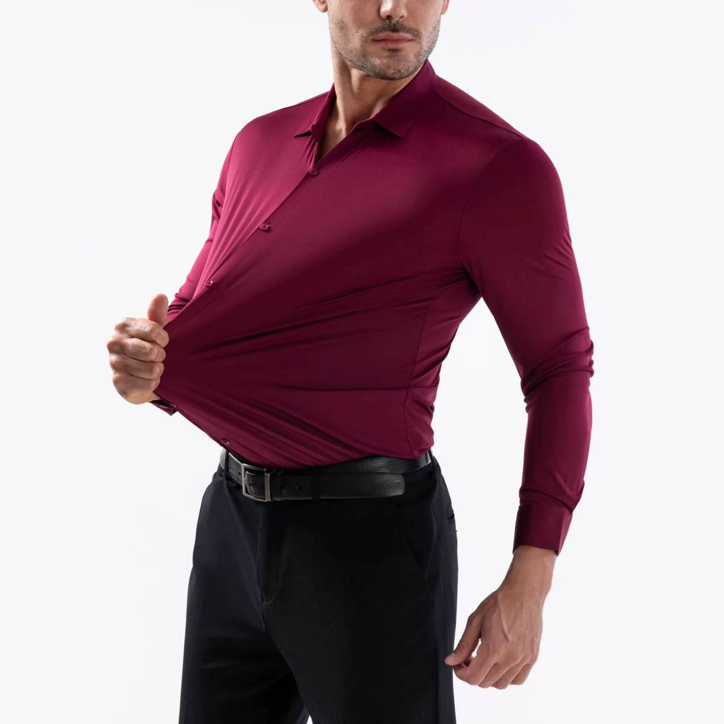 Men's Premium Stretch Dress Shirt Comfortable Business Casual Wrinkle-Free Shirt