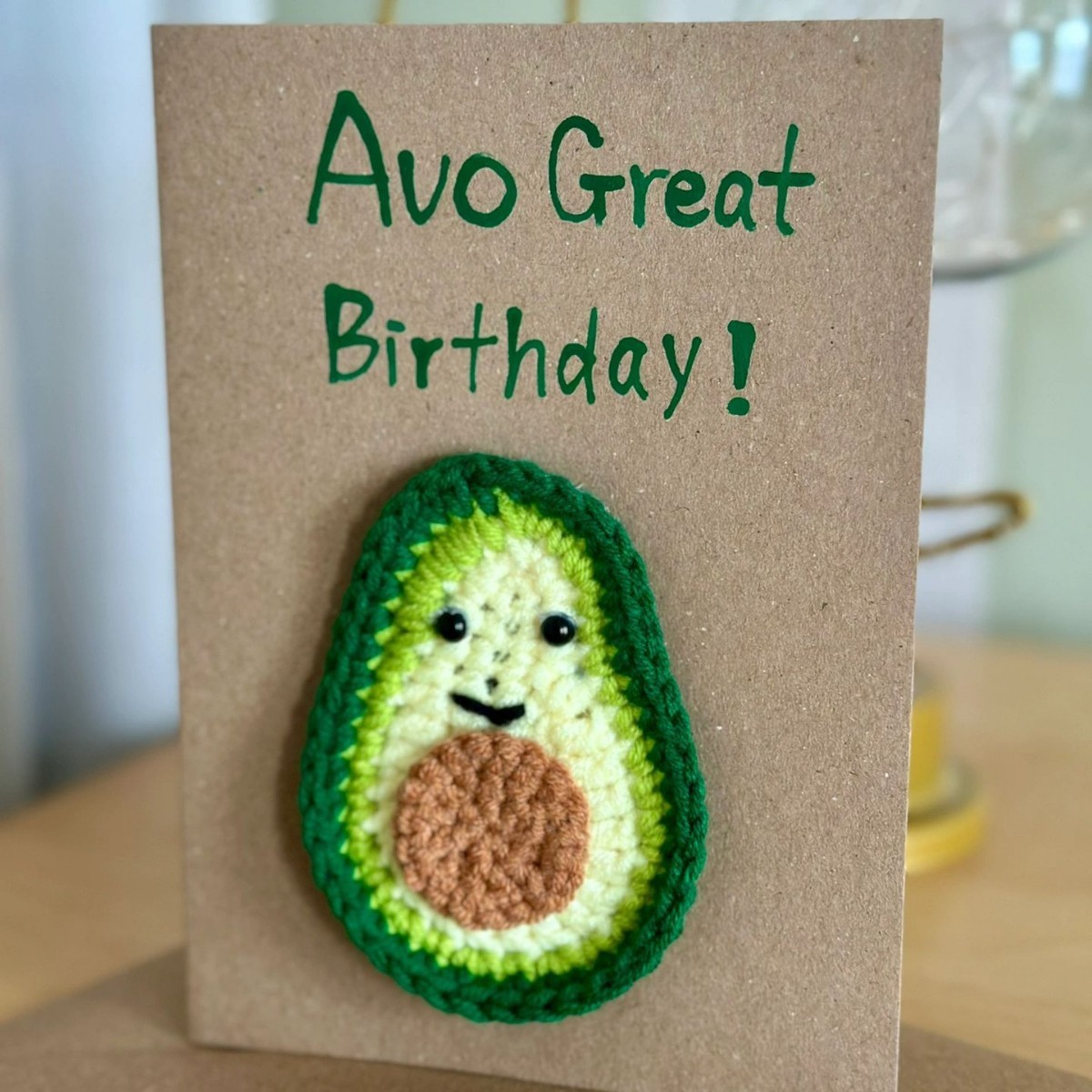 Avo Great Birthday Greeting Card Handmade Crochet Greeting Card 3D Knitted Card - CustWit