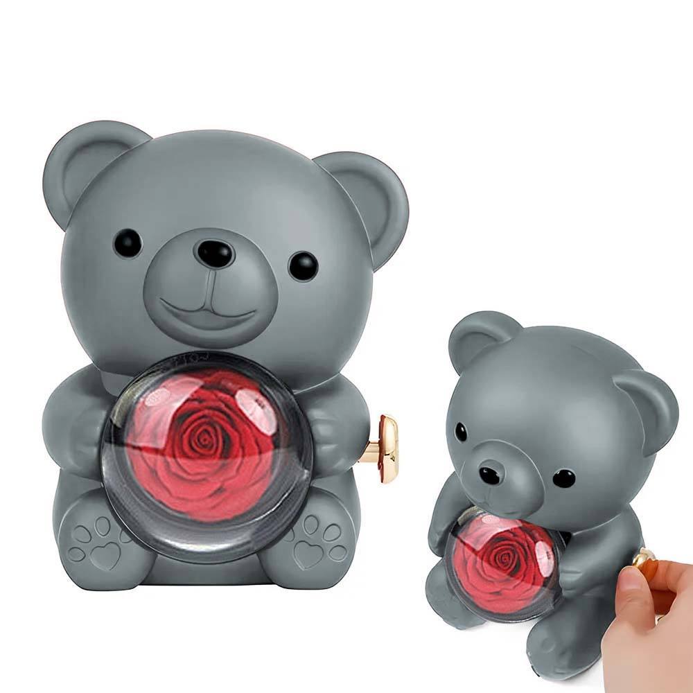 Colar Coração Gravado com Caixa Presente Urso de Rosa - CustWitPT