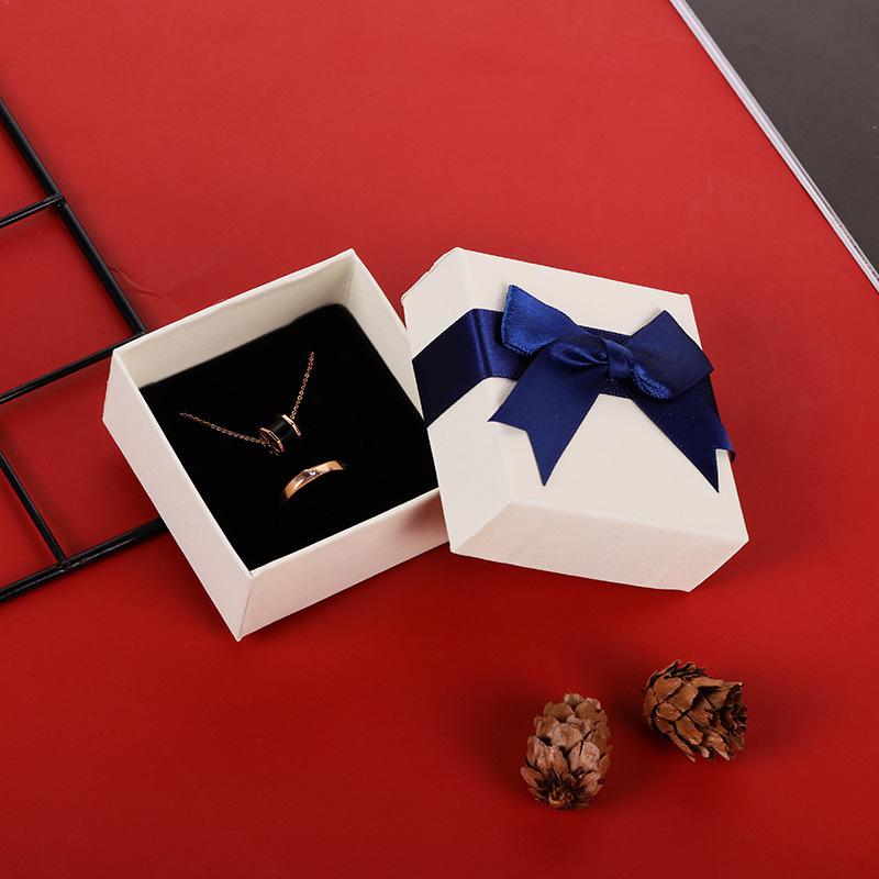 Gift Box Bow Tie Ribbon Storage Box - Blue(7.3*7.3*3.7cm）