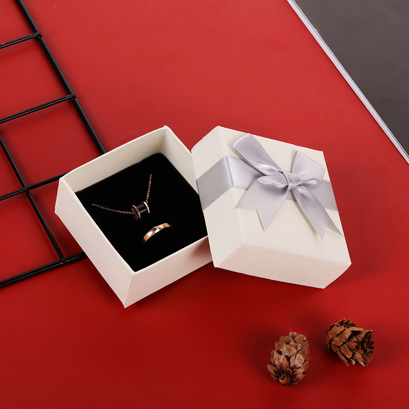 Gift Box Bow Tie Ribbon Storage Box - Grey(7.3*7.3*3.7cm）