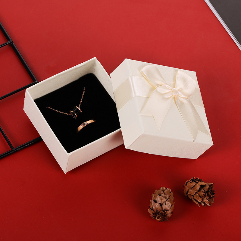 Gift Box Bow Tie Ribbon Storage Box - White(7.3*7.3*3.7cm）