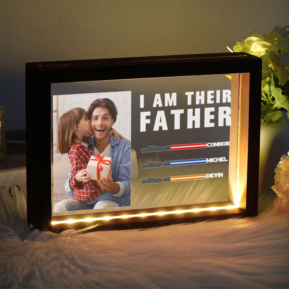 Moldura De Luz Noturna Personalizada 'eu Sou O Pai Deles', Caixa, Placa De Sabre, Presente Personalizado Para O Dia Dos Pais - CustWitPT
