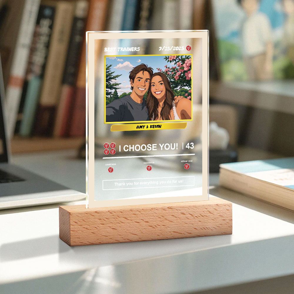 Cartão Pokémon De Acrílico Personalizado Com Foto E Texto, Lâmpada, Placa, Luz Noturna, Presente Romântico - CustWitPT