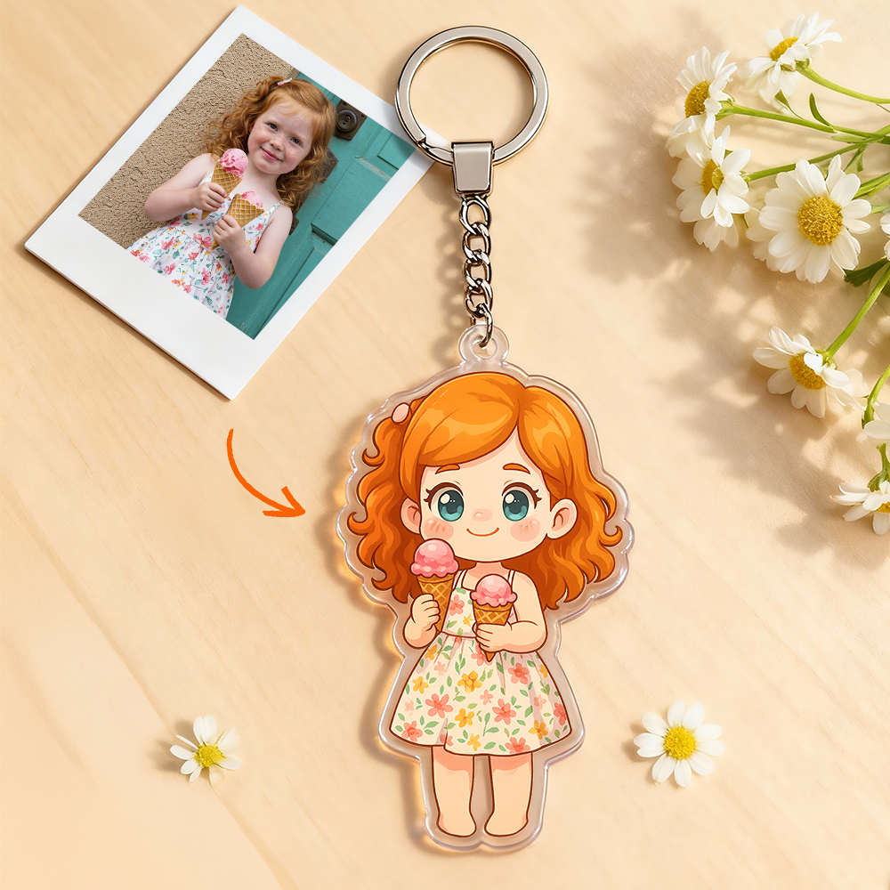 Porta-chaves Acrílico Chibi Personalizado com Foto – Presente Ideal para Aniversários