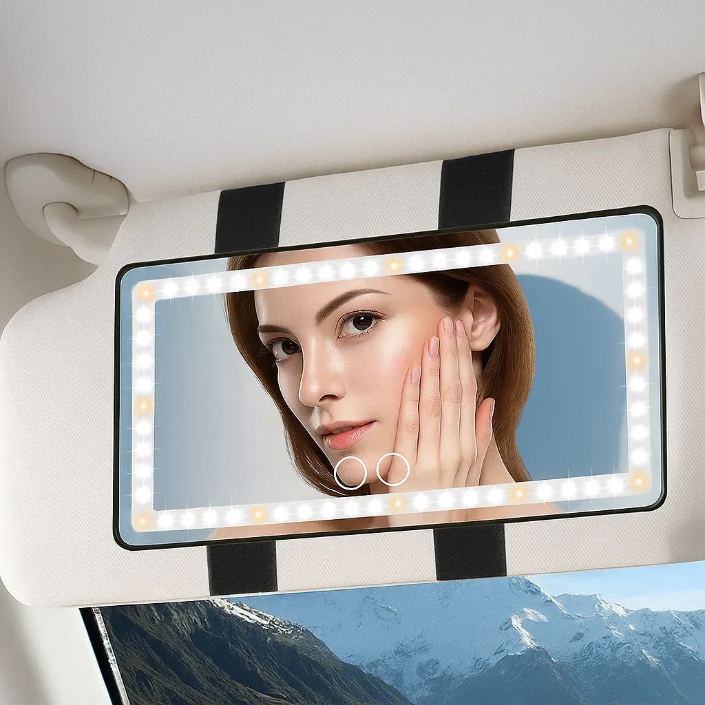 Espelho De Maquiagem Com Iluminação Led Personalizada Para Viseira De Carro – Espelho De Maquiagem Com Iluminação Regulável
