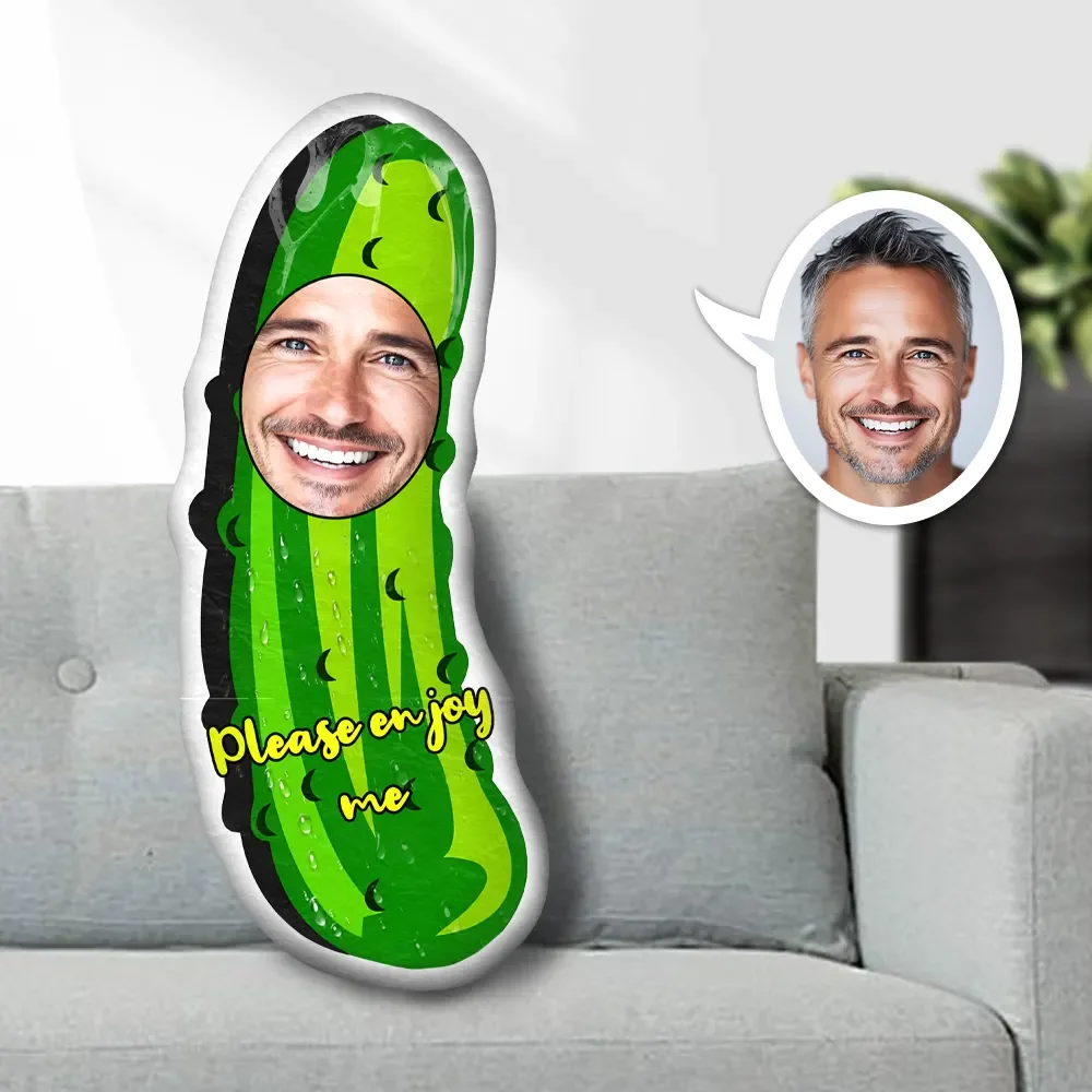 Almofada Decorativa Personalizada Com Foto De Pepino Engraçado Em Miniatura. Presente Perfeito Para Ele.