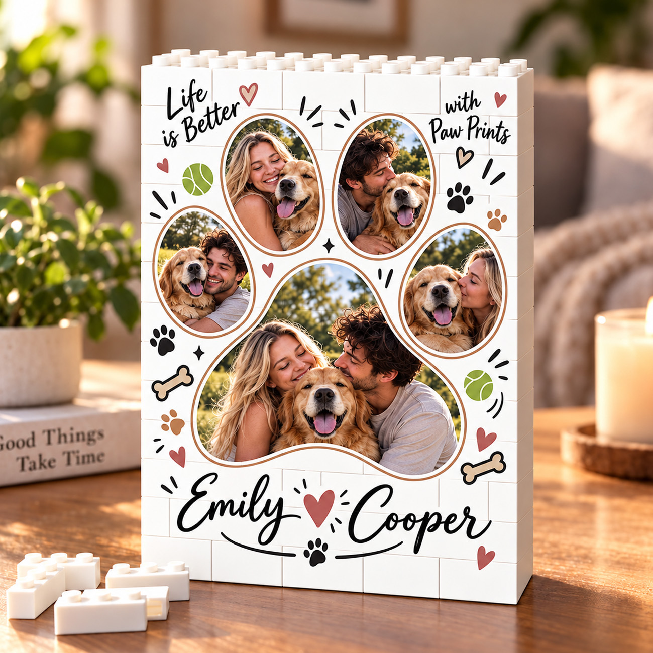 Moldura De Quebra-cabeça De Tijolos Com Foto Personalizada - Construa Seu Amor, Um Presente De Natal Para Casal Romântico - CustWitPT