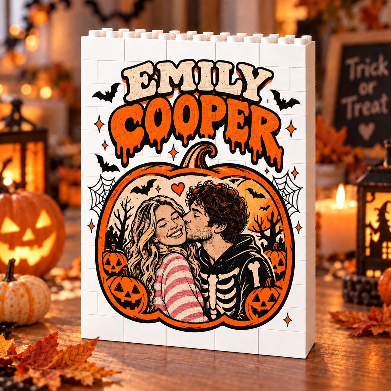 Moldura De Quebra-cabeça De Tijolos Com Foto Personalizada - Construa Seu Amor, Um Presente De Natal Para Casal Romântico - CustWitPT