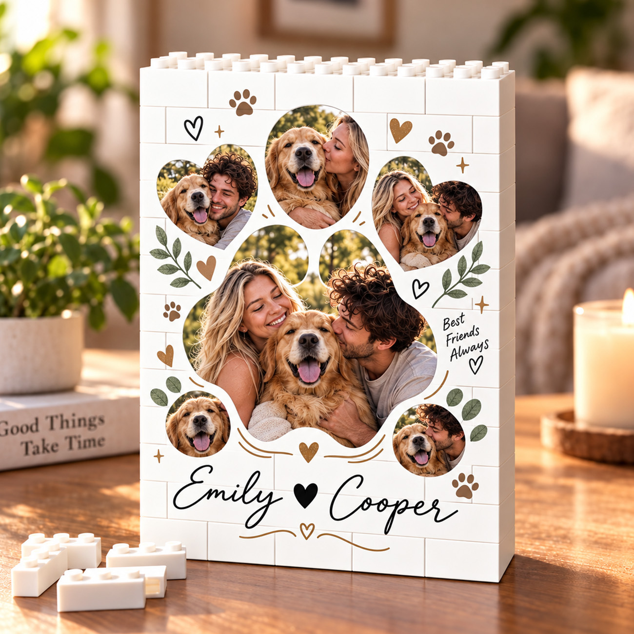 Moldura De Quebra-cabeça De Tijolos Com Foto Personalizada - Construa Seu Amor, Um Presente De Natal Para Casal Romântico - CustWitPT