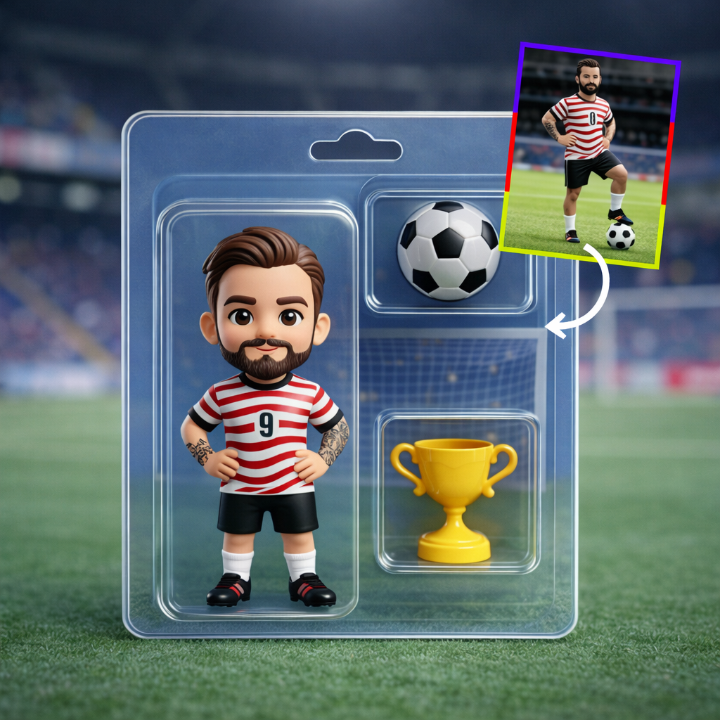Conjunto De Presente Com Figura 3d Personalizada De Jogador De Futebol, Bola E Troféu Para Crianças E Fãs De Futebol! Dia De Jogo! - CustWitPT