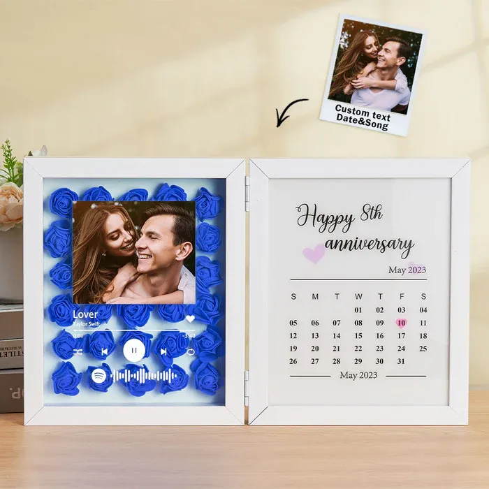 Personalized Photo Rose Flower Foldable Frame Custom Music Code Can Play Music Anniversary Gift for Couple - CustWitUK