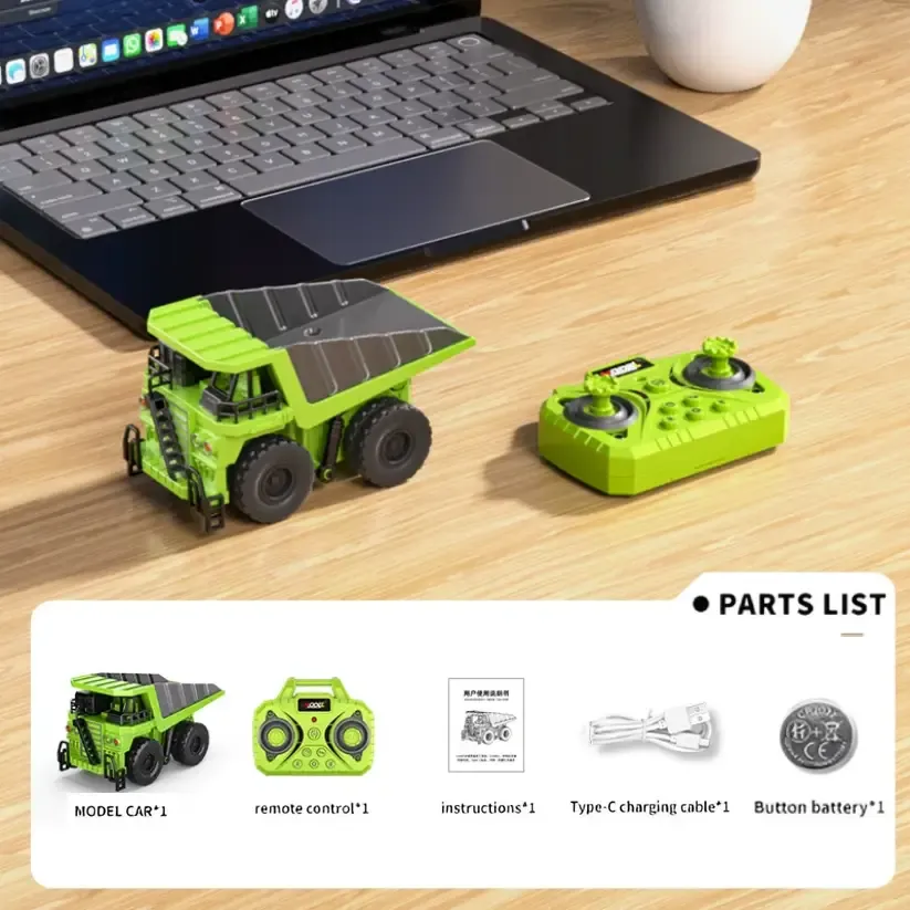1:64 Bluetooth Desktop Mini Alloy RC Construction Model Toy Set - Forklift, Crane (with Pallet), Dump Truck, and Excavator