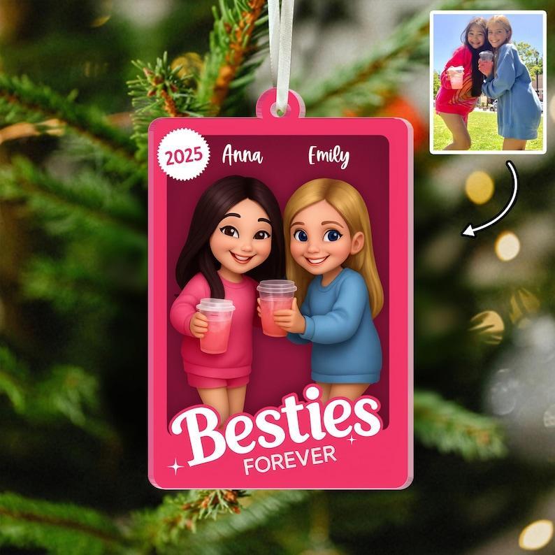 Custom Best Friend Photo Figure Ornament, Christmas Gift For Besties, Soul Sister Gift, Friendship Gift