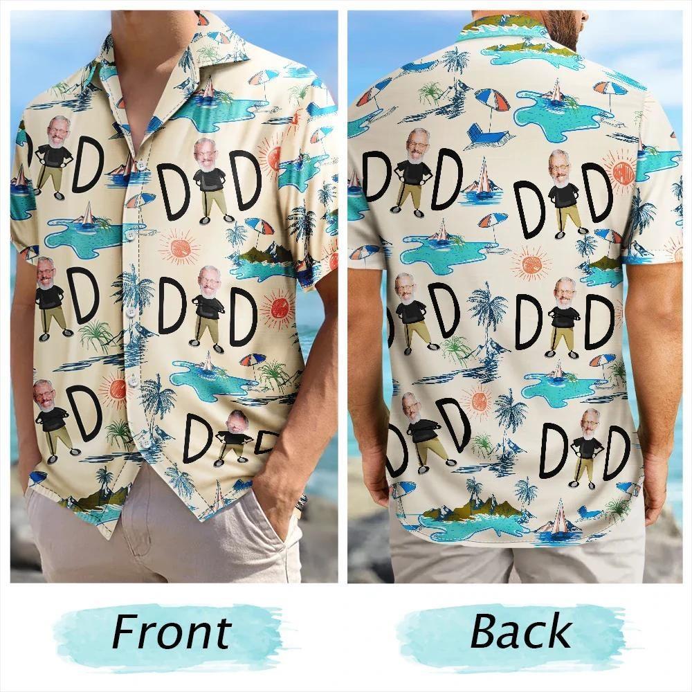 Custom Photo Dad Stance Personalized Custom Hawaiian Shirt, Custom Face Shirts Summer Gifts Anniversary/Birthday/Vacation Gifts