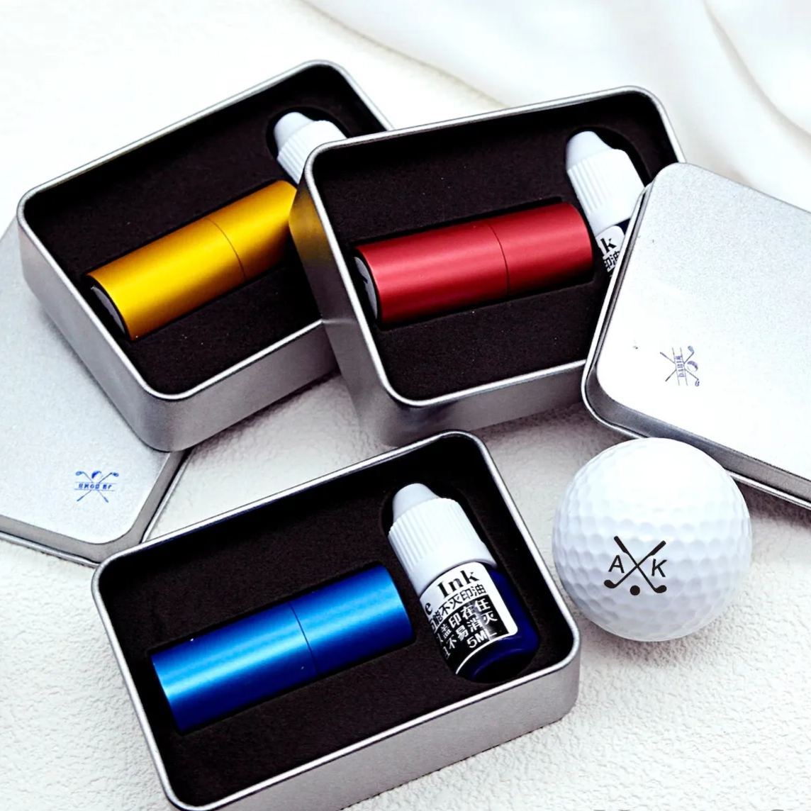 Carimbo De Bola De Golfe Personalizado Com Caixa De Armazenamento, Marca De Logotipo Personalizada Para Rodadas Exclusivas, Presente De Aniversário E Dia Dos Pais Para Jogador De Golfe - CustWitPT