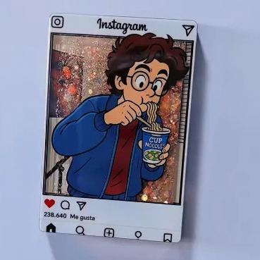 Custom Cartoon Photo Glitter Acrylic Fridge Magnet Instagram Style Personalized Gift - CustWitUK