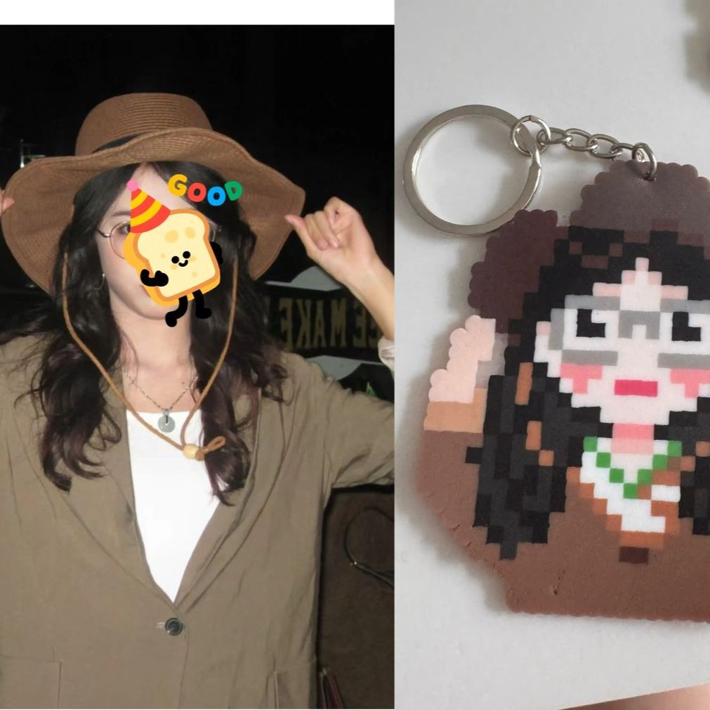 Custom Pixel Bead Art Personalized Photo Keychain Portrait Gift